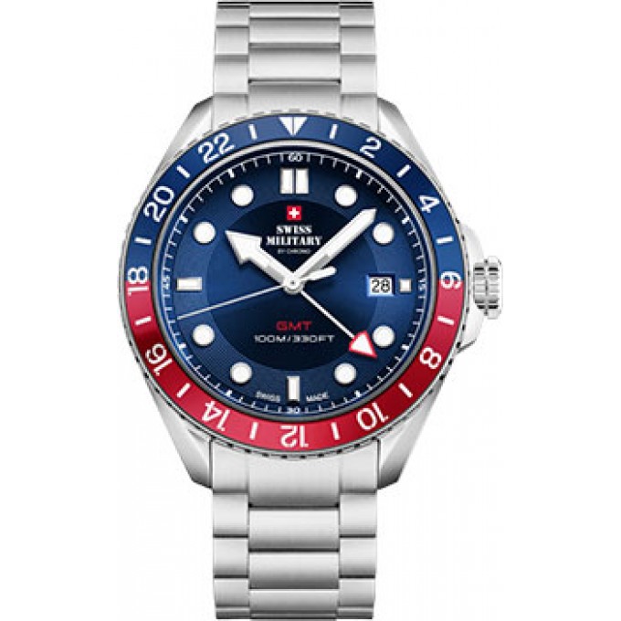 Швейцарские наручные мужские часы SWISS MILITARY SM34095.03. Коллекция Quartz GMT W237905